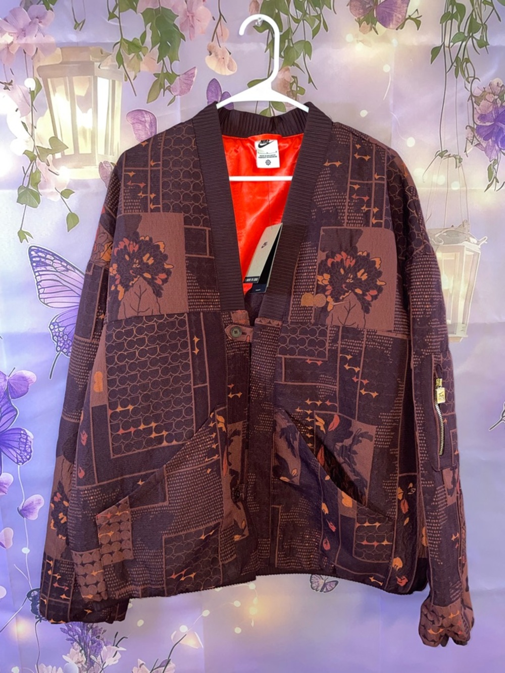 Nike Brown and Orange Patterned Women's Jacket